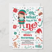 ああ何おもしろい小妖精や小人クリスマス1st誕生日パーティー 招待状 (正面)