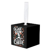 ああ何おもしろい応援醜いチアリーティングクリスマス キューブオーナメント (正面アングル)