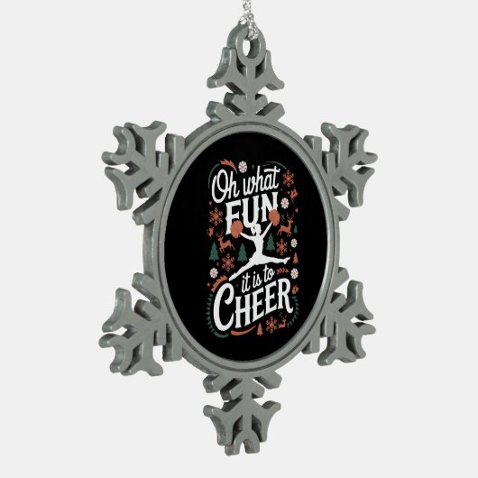 ああ何おもしろい応援醜いチアリーティングクリスマス スノーフレークピューターオーナメント (左)