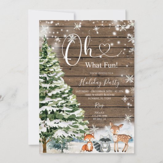 ああ何おもしろい松クリスマスアニマルウッド 招待状 (正面)