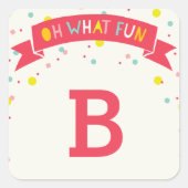 ああ何おもしろい甘い紙吹雪女の子誕生日シール スクエアシール (正面)