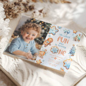 ああ何おもしろい男の子リトルクッキー1st誕生日の写真 招待状