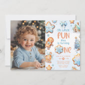 ああ何おもしろい男の子リトルクッキー1st誕生日の写真 招待状 (正面)