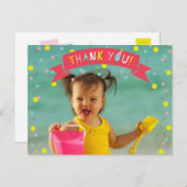 ああ何おもしろい紙吹雪フォトガール誕生日ありがとう ポストカード (正面/裏面)