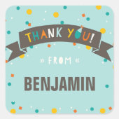 ああ何おもしろい紙吹雪誕生日ありがとうステッカー スクエアシール (正面)