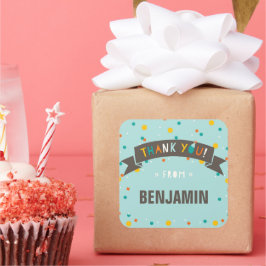 ああ何おもしろい紙吹雪誕生日ありがとうステッカー スクエアシール