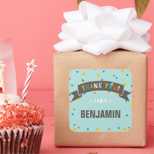 ああ何おもしろい紙吹雪誕生日ありがとうステッカー スクエアシール (パーティー)