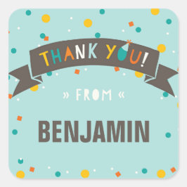 ああ何おもしろい紙吹雪誕生日ありがとうステッカー スクエアシール