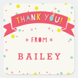 ああ何おもしろい紙吹雪誕生日ありがとうステッカー スクエアシール