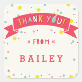 ああ何おもしろい紙吹雪誕生日ありがとうステッカー スクエアシール (正面)