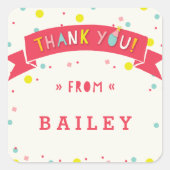 ああ何おもしろい紙吹雪誕生日ありがとうステッカー スクエアシール (正面)