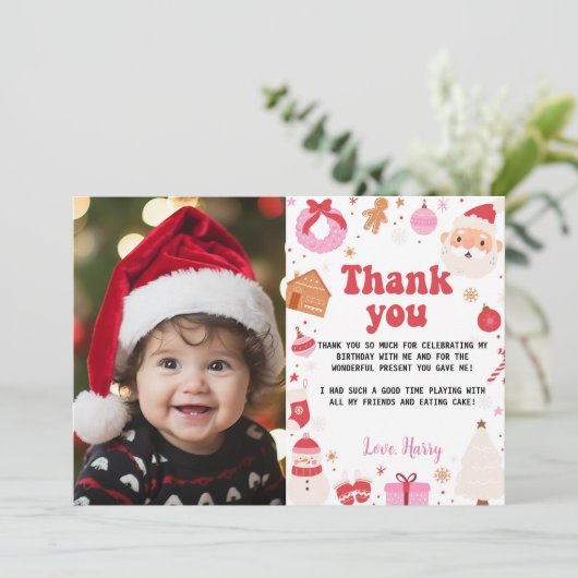 ああ何おもしろい誕生日写真ありがとう サンキューカード (スタンド正面)