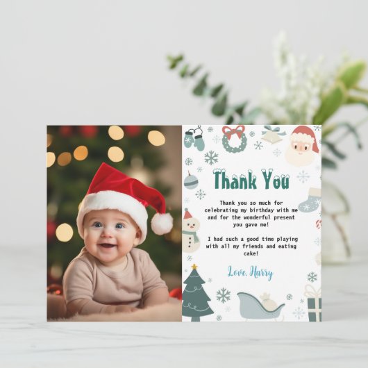 ああ何おもしろい誕生日写真ありがとう サンキューカード (スタンド正面)