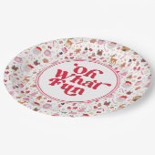 ああ何おもしろい赤ピンククリスマスバースデーパーティー ペーパープレート (アングル)