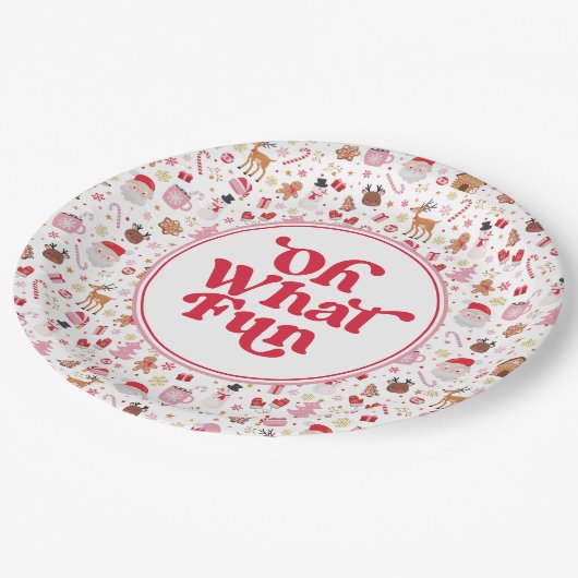 ああ何おもしろい赤ピンククリスマスバースデーパーティー ペーパープレート (アングル)