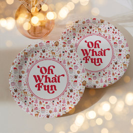 ああ何おもしろい赤ピンククリスマスバースデーパーティー ペーパープレート