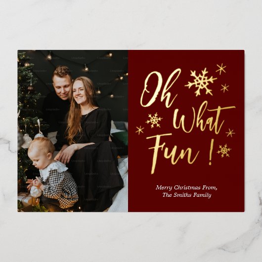 ああ何おもしろい赤金ゴールド書雪片の写真 箔シーズンカード (正面)