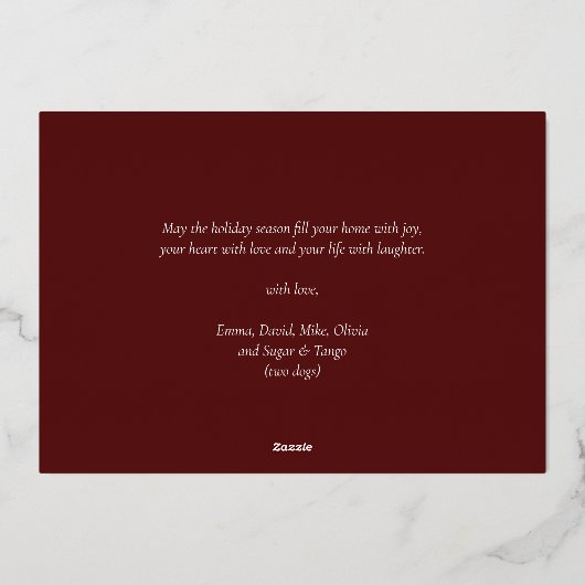 ああ何おもしろい赤金ゴールド書雪片の写真 箔シーズンカード (裏面)