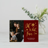 ああ何おもしろい赤金ゴールド書雪片の写真 箔シーズンポストカード (立ち正面)