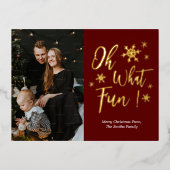 ああ何おもしろい赤金ゴールド書雪片の写真 箔シーズンポストカード (正面)