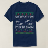 ああ何おもしろい醜いクリスマスセーターGを泳ぐこと Tシャツ (デザイン正面)
