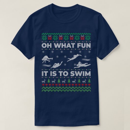 ああ何おもしろい醜いクリスマスセーターGを泳ぐこと Tシャツ (デザイン正面)