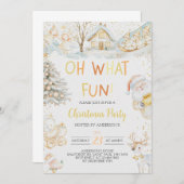 ああ何おもしろい金ゴールドクリスマスパーティの招待状 招待状 (正面/裏面)