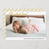 ああ何おもしろい金ゴールドグリッタークリスマスフォト シーズンカード (正面/裏面)