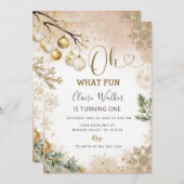 ああ何おもしろい金ゴールド雪片クリスマス1日 招待状 (正面/裏面)