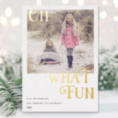 ああ何おもしろい金箔ホワイトクリスマスフォト 箔シーズンカード