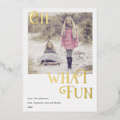 ああ何おもしろい金箔ホワイトクリスマスフォト 箔シーズンカード (正面)