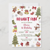 ああ何おもしろい雪だるまクリスマスバースデーパーティー 招待状 (正面)