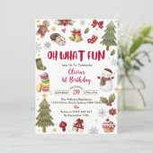 ああ何おもしろい雪だるまクリスマスバースデーパーティー 招待状 (スタンド正面)