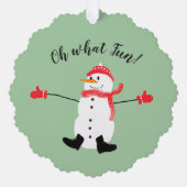 ああ何おもしろい雪だるまセージ緑 オーナメントカード (正面)