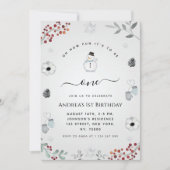 ああ何おもしろい雪だるま冬1st誕生日パーティー 招待状 (正面)