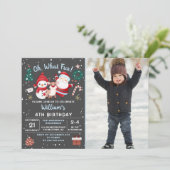 ああ何おもしろい雪クリスマスバースデーパーティー写真 招待状 (スタンド正面)