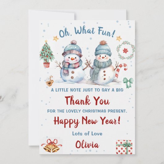 ああ何おもしろい雪クリスマスパーティーありがとう 招待状 (正面)