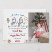 ああ何おもしろい雪クリスマスパーティー写真ありがとう 招待状 (正面)