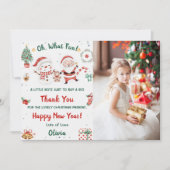 ああ何おもしろい雪クリスマスパーティー写真ありがとう 招待状 (正面)