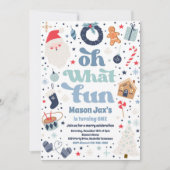 ああ何おもしろい青と赤のクリスマス誕生日パーティー 招待状 (正面)