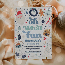 ああ何おもしろい青と赤のクリスマス誕生日パーティー 招待状