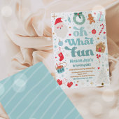 ああ何おもしろい青と赤のクリスマス誕生日パーティー 招待状