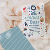 ああ何おもしろい青と赤のクリスマス誕生日パーティー 招待状