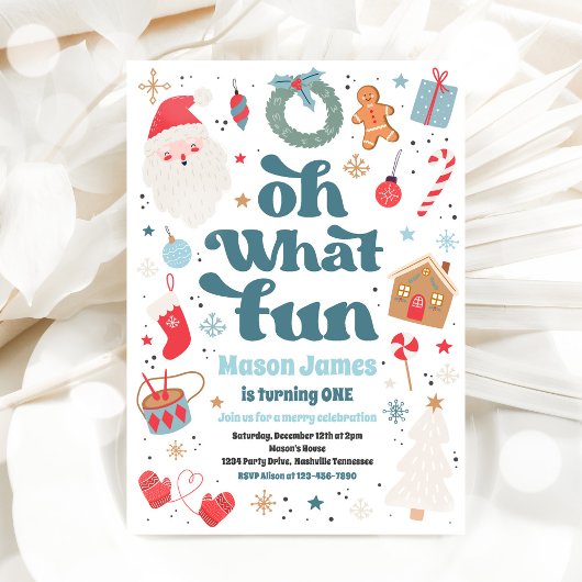 ああ何おもしろい青と赤のクリスマス誕生日パーティー 招待状