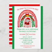 ああ何おもしろい1人なんだろう!サンタファースト誕生日 招待状 (正面/裏面)