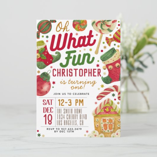 ああ何おもしろい1回目の誕生日クリスマス 招待状 (スタンド正面)