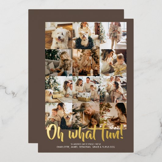 ああ何おもしろい12写真クリスマスホリデーシーズン 箔シーズンカード (正面/裏面)