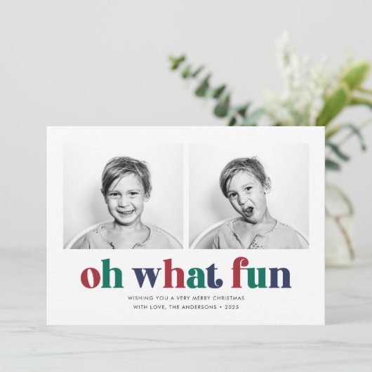 ああ何おもしろい2枚の写真クリスマス シーズンカード (スタンド正面)