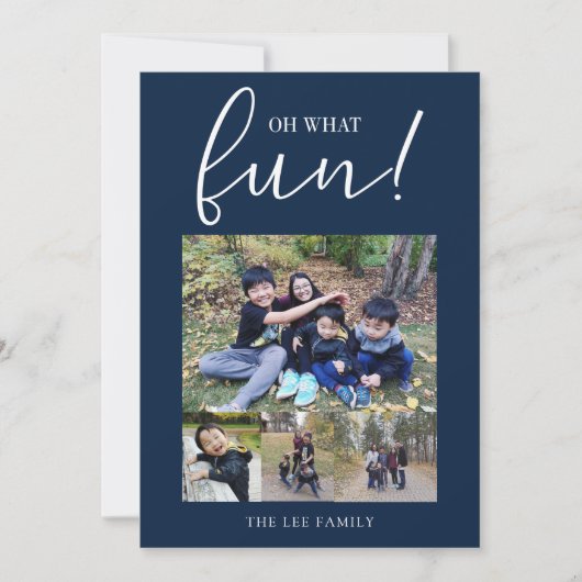 ああ何おもしろい5フォトコラージュネイビーブルークリスマス シーズンカード (正面)