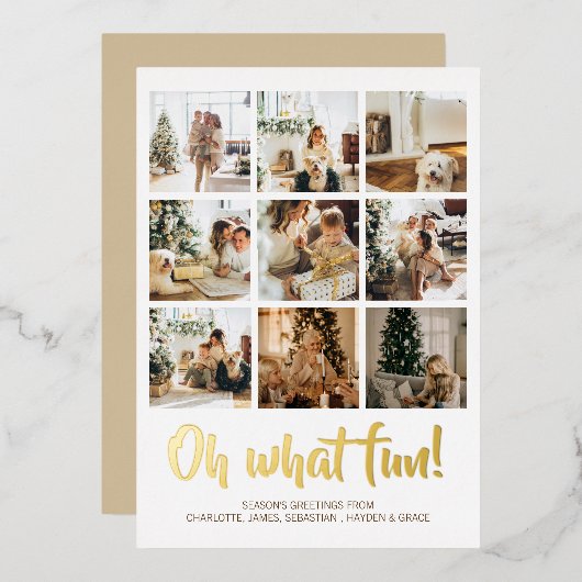 ああ何おもしろい9写真クリスマスホリデーシーズン 箔シーズンカード (正面/裏面)
